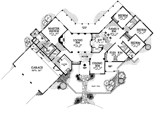House Design - Adobe / Southwestern Floor Plan - Main Floor Plan #72-172