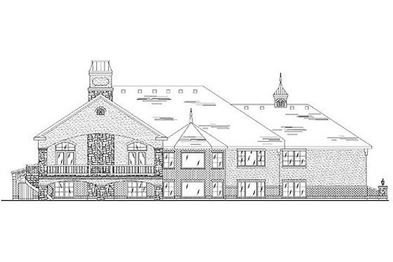 Exterior - Rear Elevation for European House Plan #5-288 - 4 bed, 3.5 bath