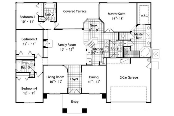 Floor Plan - Main Floor for Mediterranean House Plan #417-191 - 4 bed, 3 bath