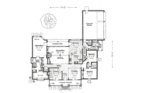 Floor Plan - Main Floor for Country House Plan #310-663 - 3 bed, 2.5 bath
