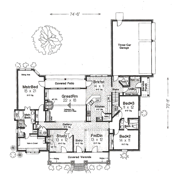 Architectural House Design - Country Floor Plan - Main Floor Plan #310-663