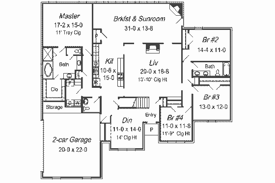 Floor Plan - Main Floor for European House Plan #329-293 - 5 bed, 3.5 bath