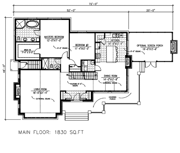 Traditional Floor Plan - Main Floor Plan #138-380