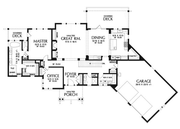 Home Plan - Craftsman Floor Plan - Main Floor Plan #48-942