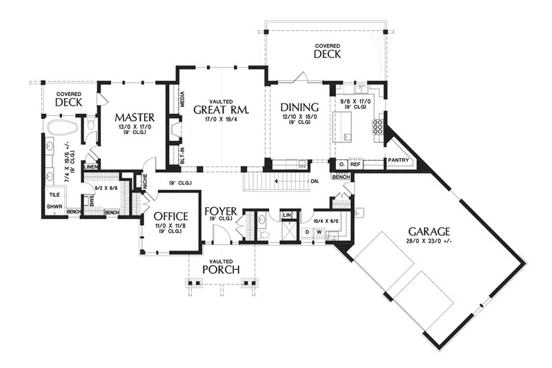 Home Plan - Floor Plan - Main Floor for Craftsman House Plan #48-942 - 4 bed, 3 bath