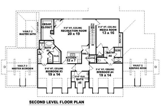 Floor Plan - Upper Floor for Colonial House Plan #81-1359 - 2 bed, 3.5 bath