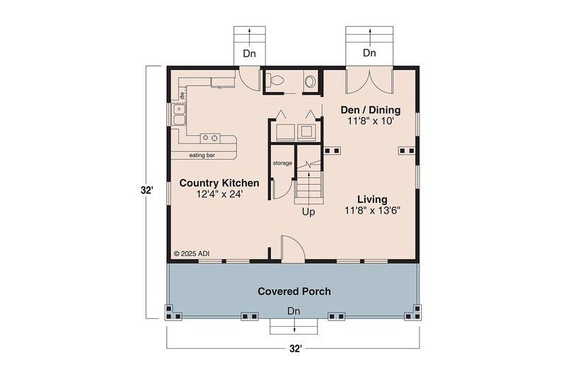 Home Plan - Floor Plan - Main Floor for Cottage House Plan #124-298 - 3 bed, 2.5 bath