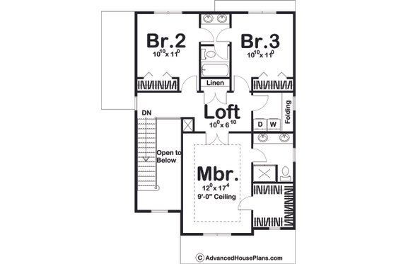 Floor Plan - Upper Floor for Farmhouse House Plan #455-265 - 3 bed, 2.5 bath