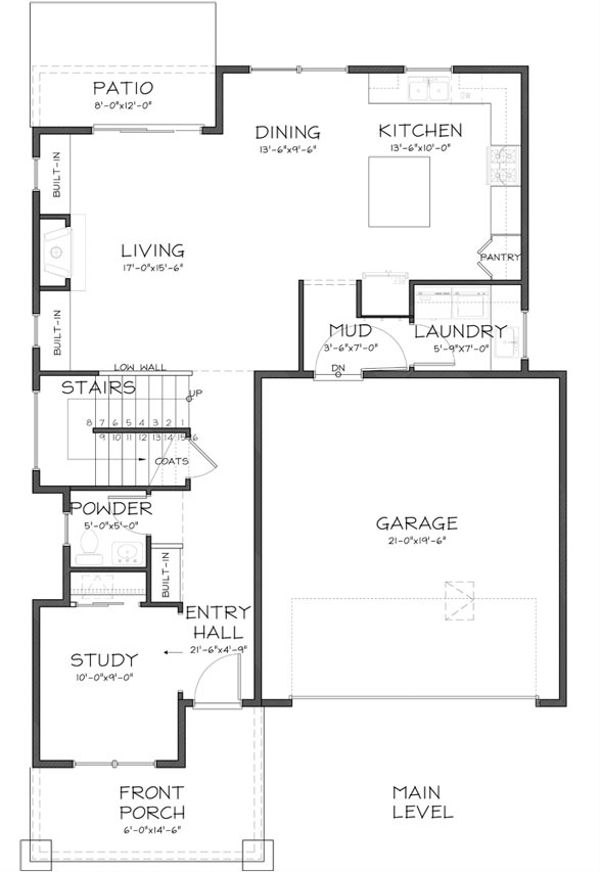 Dream House Plan - Craftsman style house plan, main level floor plan