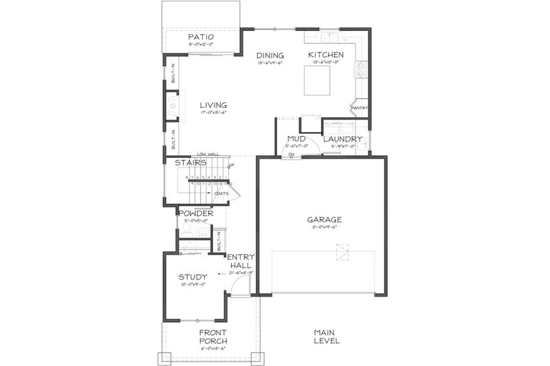 Dream House Plan - Craftsman style house plan, main level floor plan