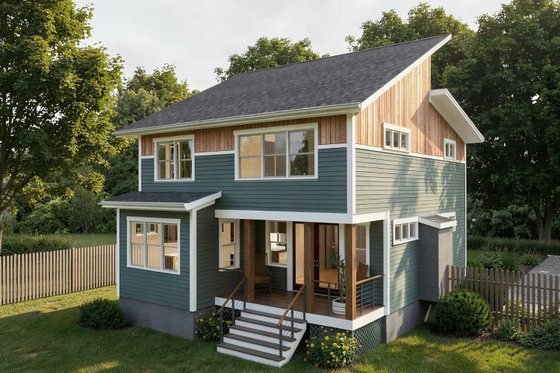 Exterior - Rear Elevation for Modern House Plan #79-351 - 3 bed, 2.5 bath