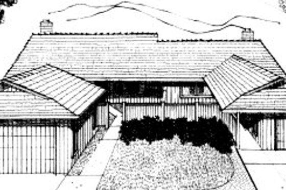 Exterior - Front Elevation for Traditional House Plan #303-282 - 2 bed, 2 bath