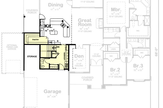 Exterior - Front Elevation 4 for European House Plan #20-2128 - 3 bed, 2.5 bath