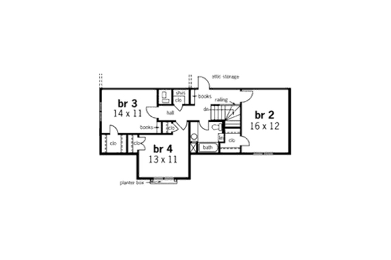 Floor Plan - Upper Floor for Country House Plan #45-352 - 4 bed, 2.5 bath