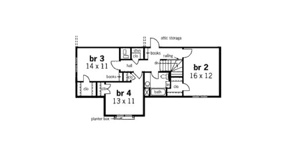 Country Floor Plan - Upper Floor Plan #45-352