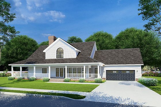 Exterior - Rear Elevation for Southern House Plan #17-2190 - 3 bed, 2.5 bath
