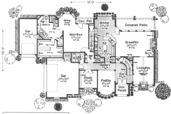 Floor Plan - Main Floor for European House Plan #310-512 - 4 bed, 3.5 bath