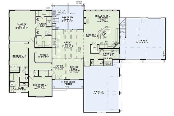 Floor Plan - Main Floor for European House Plan #17-2539 - 3 bed, 3.5 bath