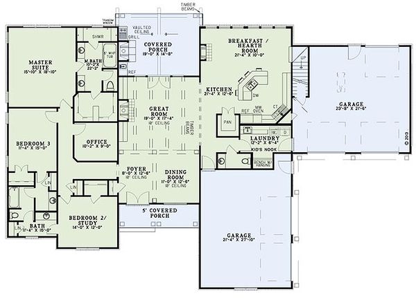 Architectural House Design - European Floor Plan - Main Floor Plan #17-2539