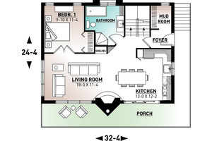 Floor Plan - Main Floor for Modern House Plan #23-2023 - 3 bed, 2 bath