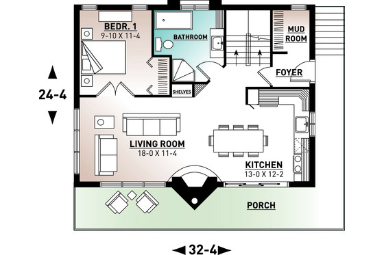 Floor Plan - Main Floor for Modern House Plan #23-2023 - 3 bed, 2 bath