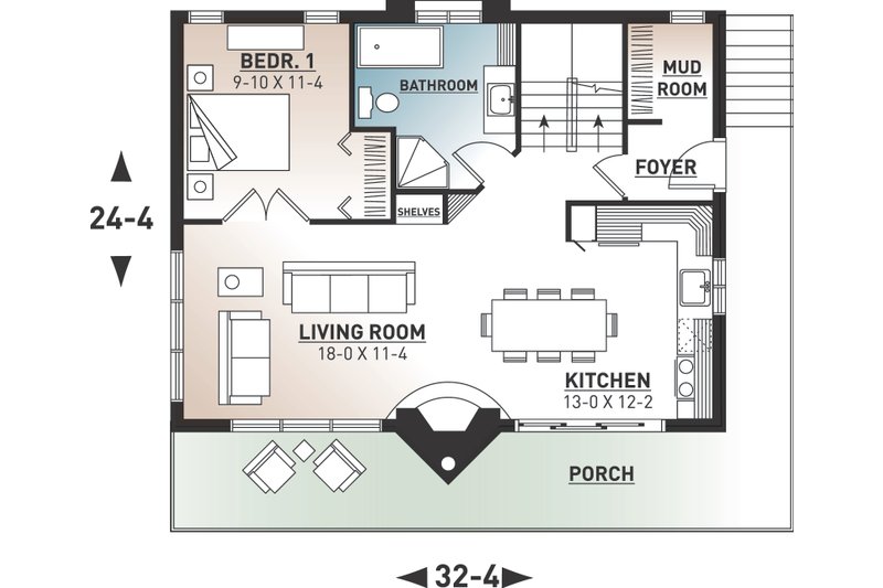 Home Plan - Floor Plan - Main Floor for Modern House Plan #23-2023 - 3 bed, 2 bath