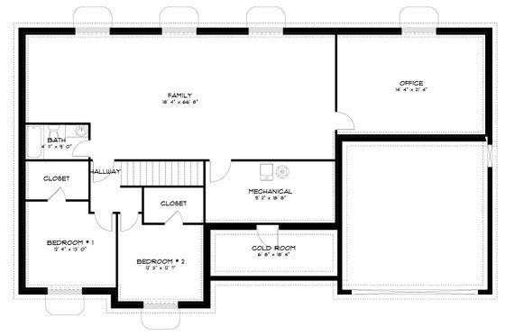 Floor Plan - Lower Floor for Traditional House Plan #1060-191 - 3 bed, 2 bath