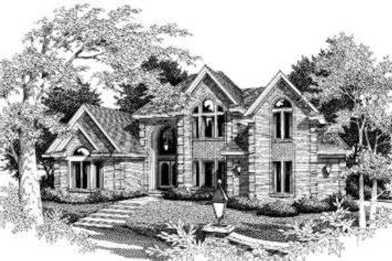 Exterior - Front Elevation for European House Plan #329-105 - 4 bed, 3.5 bath