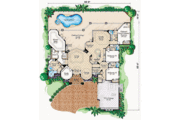 Mediterranean Style House Plan - 3 Beds 4 Baths 3650 Sq/Ft Plan #27-324 