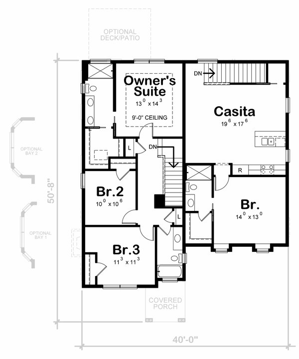 Traditional Floor Plan - Upper Floor Plan #20-2529