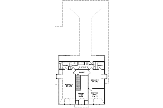 Floor Plan - Upper Floor for Colonial House Plan #81-589 - 3 bed, 3 bath
