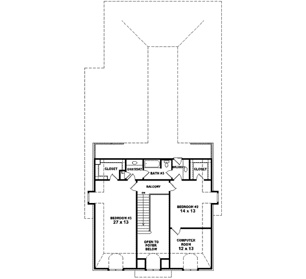 Colonial Floor Plan - Upper Floor Plan #81-589