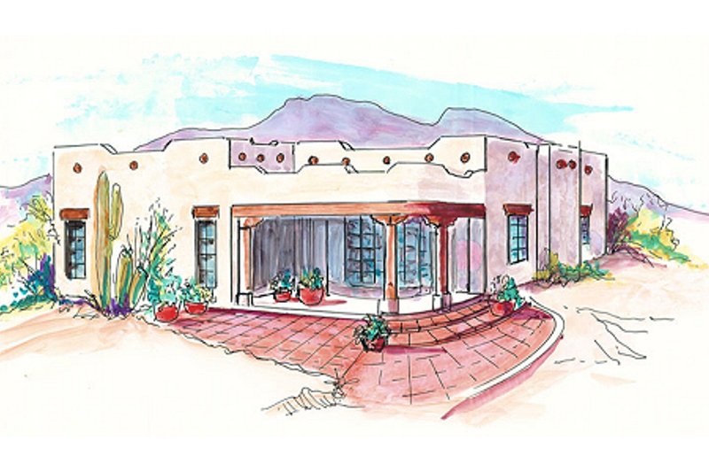 Adobe / Southwestern Style House Plan 1 Beds 1 Baths 748 Sq/Ft Plan