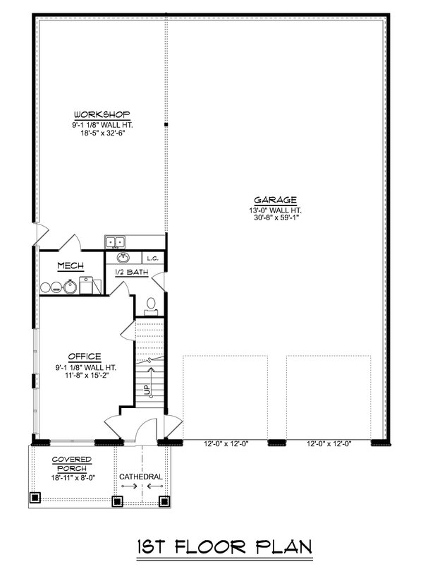 House Blueprint - Craftsman Floor Plan - Main Floor Plan #1064-409