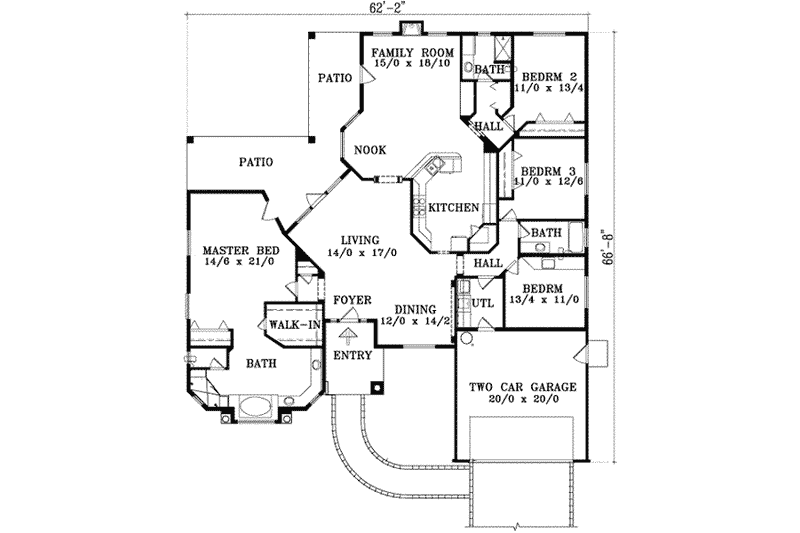 House Plan Design - Floor Plan - Main Floor for European House Plan #1-1473 - 4 bed, 3 bath