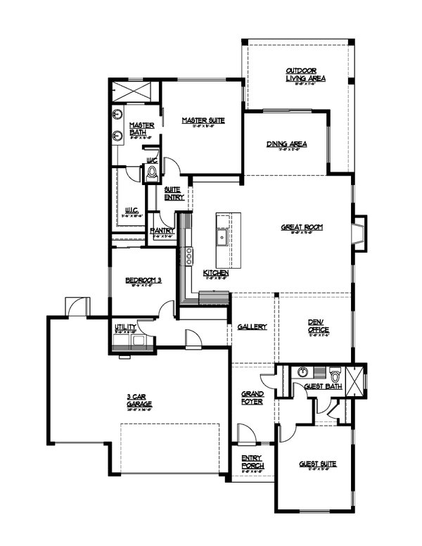Architectural House Design - Contemporary Floor Plan - Main Floor Plan #569-74