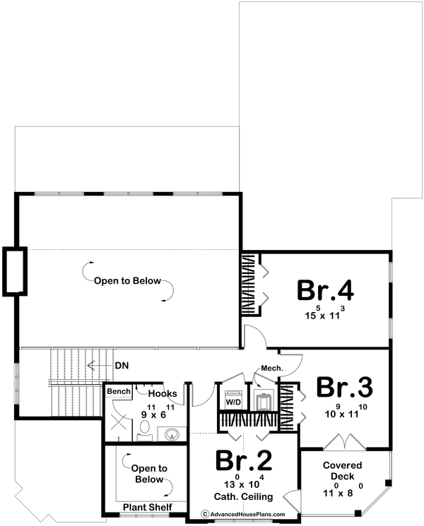 Modern Floor Plan - Upper Floor Plan #455-497