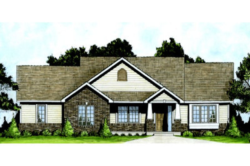 Architectural House Design - Craftsman Exterior - Front Elevation Plan #58-204
