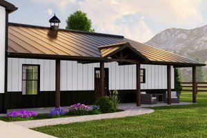Exterior - Covered Porch for Barndominium House Plan #1064-192 - 2 bed, 2 bath
