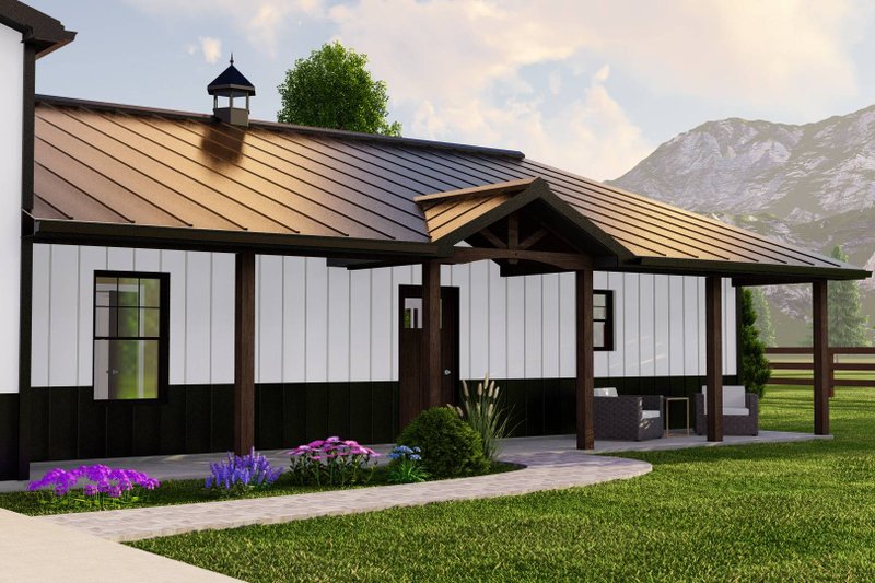 Dream House Plan - Exterior - Covered Porch for Barndominium House Plan #1064-192 - 2 bed, 2 bath