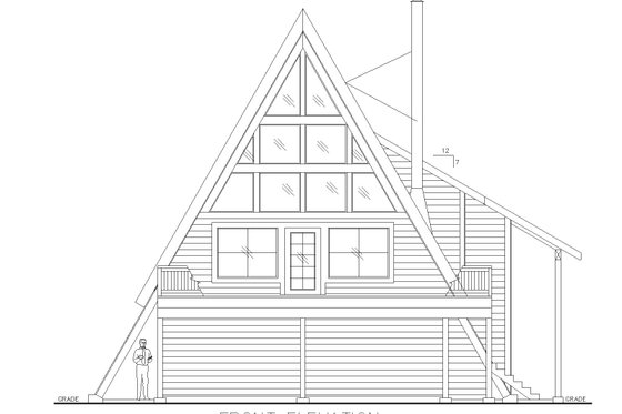 Exterior - Front Elevation 4 for Cabin House Plan #117-941 - 2 bed, 3 bath