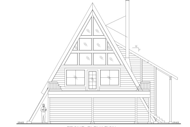 House Plan Design - Exterior - Front Elevation 4 for Cabin House Plan #117-941 - 2 bed, 3 bath