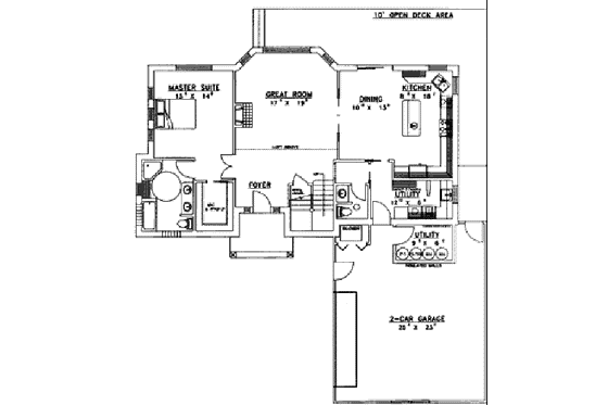 Floor Plan - Main Floor for Bungalow House Plan #117-584 - 3 bed, 2.5 bath