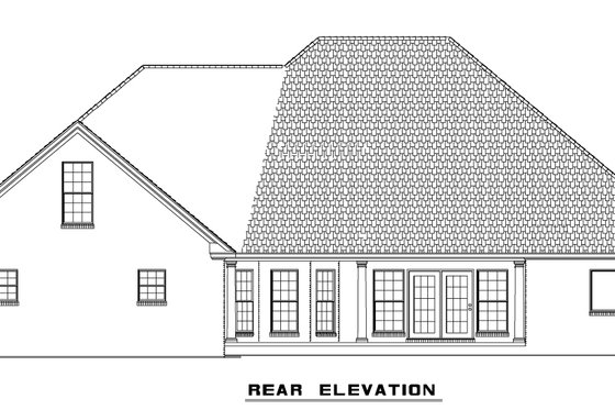 Exterior - Rear Elevation for European House Plan #17-651 - 4 bed, 3.5 bath