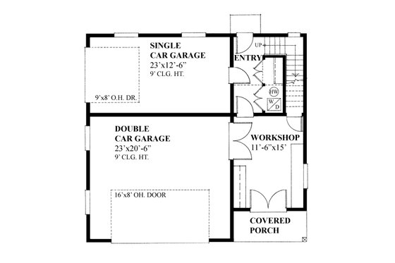 Cottage style Garage with living space house plan, main level floor plan