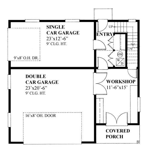 House Plan Design - Cottage style Garage with living space house plan, main level floor plan