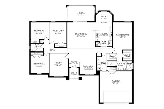 Floor Plan - Main Floor for Ranch House Plan #1058-193 - 4 bed, 2 bath