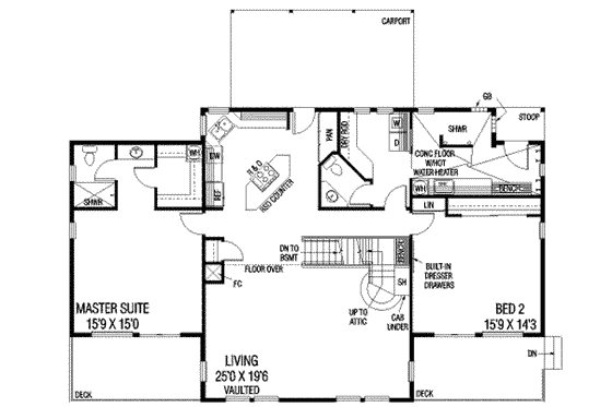 Floor Plan - Main Floor for Cottage House Plan #60-606 - 3 bed, 3.5 bath