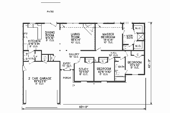 Floor Plan - Main Floor for Traditional House Plan #65-369 - 3 bed, 2 bath