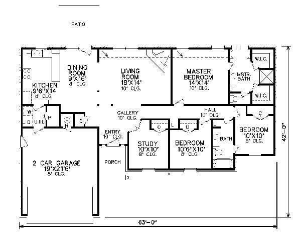 Floor Plan - Main Floor for Traditional House Plan #65-369 - 3 bed, 2 bath